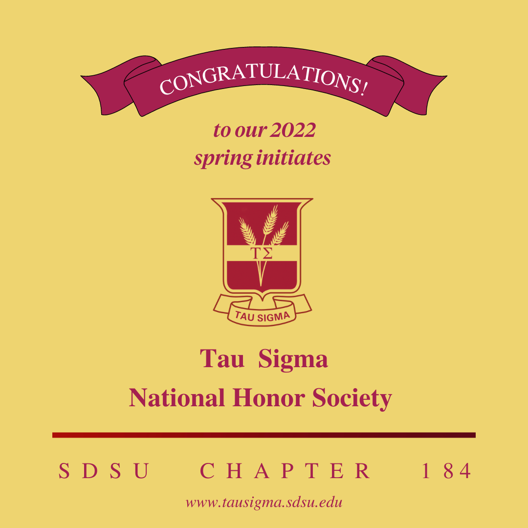 Tau Sigma National Honor Society - SDSU Chapter 184. 